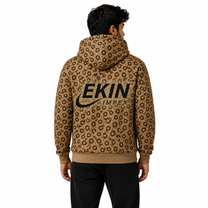 Fabricant OEM, sweat-shirt à capuche surdimensionné unisexe personnalisé de luxe, style streetwear hip-hop, fermeture éclair, motif rayé tigre - Product Image 4