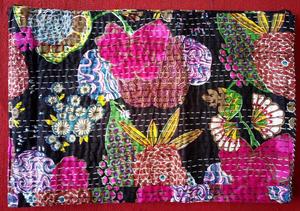 <b>Indian</b> Handmade Kantha <b>Quilt</b> Bedspread BeddingCalifornia King Floral Hand Block Print Soft Floral <b>Quilt</b> Blanket Beautiful Design - Product Image 3