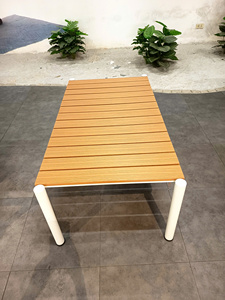 Lumetal Outdoor Coffee <b>Table</b> with Powder-Coated Metal Frame & PS Slat Top - Product Image 4