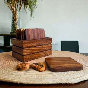 Posavasos de Madera de Mango con Grabado Floral |   Posavasos Decorativos Hechos a Mano de Estilo Vintage |   Colecciones de Posavasos Premium - Product Image 2