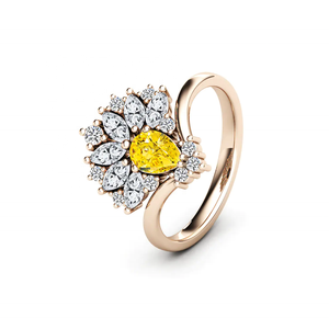 925 Argent Sterling Belle Naturelle Poire Jaune Moissanite Bague de Fiançailles Boutique de Bijoux Grossiste Maintenant au Coût D'usine - Product Image 3