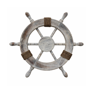 Decoración de Pared con Timón de Barco Náutico Vintage, Madera de Mango, Timón Marino Hecho a Mano, Arte Costero para Casa de Playa, 46x46cm, Adorno para el Hogar - Product Image 1