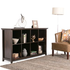 Amherst 57-Inch Solid Wood <b>Console</b> <b>Table</b> with 8 Cube Storage Hickory Brown <b>Sofa</b> <b>Table</b> - Product Image 6