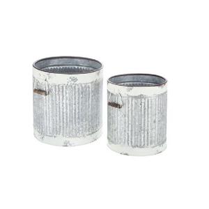 Juego de dos macetas vintage galvanizadas de alta calidad, de metal y hierro, con tamaño, forma y color personalizados, para uso en jardinería. - Product Image 2