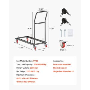 Carrello Porta Sedie in Metallo a Forma di L, Capacità 300 LBS, per 25 Sedie, Posizionamento Orizzontale, Carrello per Hotel - Product Image 4