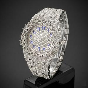 Montre de luxe pour homme, style hip-hop, avec lunette couronnée et diamants Moissanite VVS, en argent sterling 925 - Product Image 1