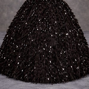 ชุดราตรีปักเลื่อมสีดำแบบเปิดไหล่สำหรับเด็กผู้หญิง |   ชุดเดรสวันเกิดดีไซน์หรูหราประดับพู่ระยิบระยับ |   แบรนด์ OEM - Product Image 3