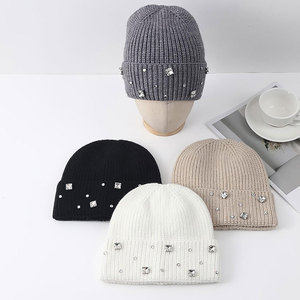 Wholesale Price Factory Made Rhinestones <b>Beanie</b> Hat Winter Knit Cap Soft Warm Stretch Fit Custom Logo OEM ODM Manufacturer - Product Image 1