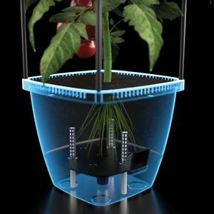 Harvest Bloom Self-Watering Garden Planter with Adjustable <b>Trellis</b> Glazed <b>Pot</b> for Outdoor Balcony Patio Backyard - Product Image 2