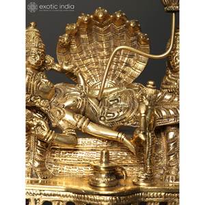 Shri Padmanabha Swamy (Lord Vishnu) Sculpture en laiton Oeuvre d'art élégante pour l'affichage à la maison ou au bureau - Product Image 1