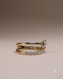 Anillo de Boda de Dos Piezas con Pavé de Corte Brillante Redondo de Oro de 18k para Mujer, con Diamantes Cultivados en Laboratorio, VVS1/VVS2 - Product Image 3