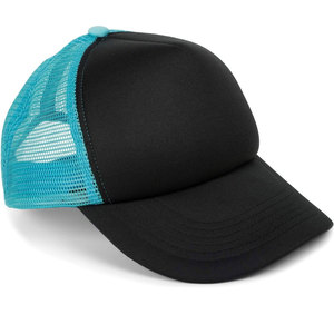 Casquette Trucker Unisexe Noire et Teal en Maille, 6 Panneaux, Réglable, Fermeture Snapback, Couleur Unie, Respirante, Imperméable, Broderie 3D, Décontractée, Extérieur - Product Image 1