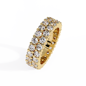 Bagues d'éternité doubles rangées en diamants de laboratoire ronds, en or jaune 14 carats, alliances de mariage, bagues d'anniversaire, bijoux personnalisés, vente en gros - Product Image 5