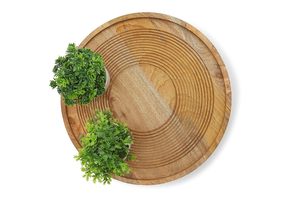 Bandeja de Servir de Alta Calidad, Redonda de Madera de 14 Pulgadas con Asa de Metal, Ecológica, Organizador, Regalo para Restaurantes - Product Image 6