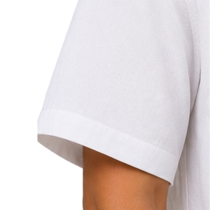 <b>White</b> <b>Mens</b> Camp Collar Pleated <b>Short</b> <b>Sleeve</b> Button Down Casual Summer Resort <b>Shirt</b> Customized Logo OEM Manufacturer Supplier - Product Image 3