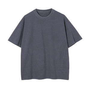 T-shirt à manches courtes pour homme, style streetwear surdimensionné, design personnalisé, col rond, jersey tricoté décontracté, 100% coton, bleu - Product Image 5