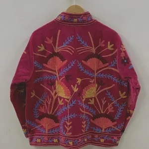 Bohemian Floral Embroidered Velvet Jacket Windproof and Breathable Suzani Overcoat Winter Knitted Short <b>Coat</b> - Product Image 2