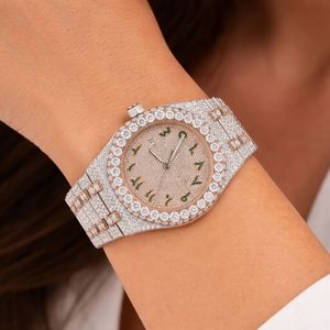 Reloj Personalizado con Moissanita, Estilo Hip Hop para Hombre, Acero Inoxidable, Chapado en Oro Blanco y Amarillo, Cristal con Diamantes, Movimiento Citizen, 3BAR - Product Image 2