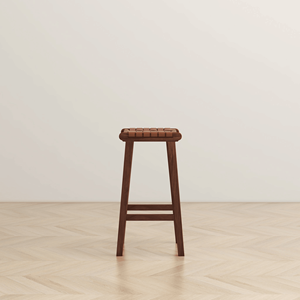 James Mid Century Modern Genuine Tan <b>Leather</b> 24.5\" Counter <b>Stool</b> Bar <b>Stools</b> - Product Image 6