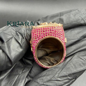Anillo de cóctel de moissanita chapado en plata 925 para hombre con letras MSFA y engaste pavé, estilo hip-hop - Product Image 5