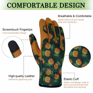 Guantes de Jardinería para Mujer de Alta Calidad con Pantalla Táctil, Diseño de Piña, Palma Acolchada de Gamuza Sintética, Guantes Inteligentes para Trabajo en el Jardín - Product Image 3