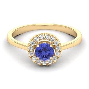 Bagues de fiançailles pour femmes REYES, haute qualité, or 14 carats, diamant certifié IGI, pierre précieuse tanzanite taille ronde 0,5 carat. - Product Image 5