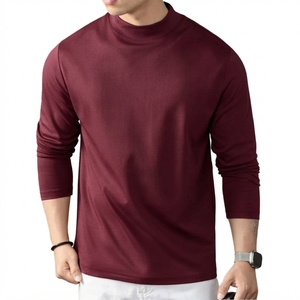 เสื้อยืดแขนยาวคอเต่าครึ่งตัวผ้าฝ้ายเมอร์เซอไรซ์สำหรับผู้ชาย สีพื้น ระบายอากาศได้ดี ผ้าฝ้ายเนื้อดี สวมใส่สบาย ขายส่ง - Product Image 5