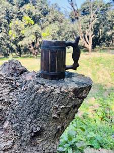 Chope à bière en bois faite à la main avec insert en acier inoxydable, design classique, poignée ergonomique, compatible lave-vaisselle, motif uni, coffret cadeau, pour fêtes et usage domestique - Product Image 5