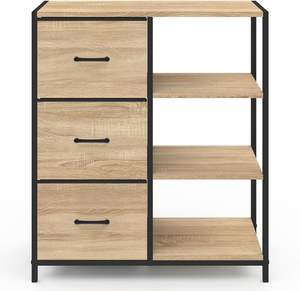 3-Tier Durable Metal Cabinet with <b>Black</b> Powder Coating Multi-Purpose Storage for Living Room Contemporary Vintage Design Drawers - Product Image 2