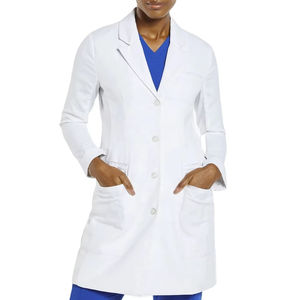 Blouse médicale blanche pour femme, conçue avec soin, confortable, tissée, à manches longues, pour infirmières et laboratoires - Product Image 5