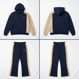 เสื้อฮู้ดดี้ผู้ชายแบบมีซิป ระบายอากาศ แห้งเร็ว ต้านเชื้อแบคทีเรีย สำหรับฤดูหนาว กางเกงขายาวทรงบาน สไตล์วินเทจฟอกสีซีดแบบย้อนยุค ผ้าฝ้าย 100% แบบฝรั่งเศส - Product Image 5
