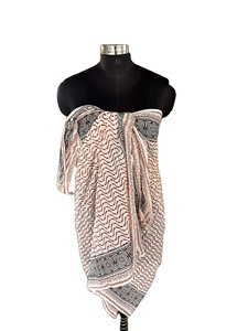 ชุดว่ายน้ำสตรีผ้าคอตตอนพิมพ์ลายผ้าโสร่งชายหาดผ้าโสร่งสีธรรมชาติ - Product Image 5