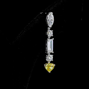 Pendientes de diamantes cultivados en laboratorio de múltiples formas, con diamantes amarillos vivos en forma de corazón y diamantes de fantasía, en oro de 10K, 14K, 18K y plata 925, 935. - Product Image 4