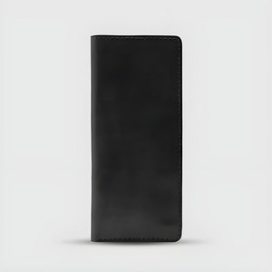 Cartera larga de cuero negro genuino para hombre, tarjetero de diseñador, billetera larga plegable con bolsillo con cremallera y cierre a presión - Product Image 3