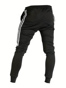 Plus Size Men's Gray Sweatpants <b>White</b> Side Stripes Drawstring Waist Casual <b>Joggers</b> light weight Breathable Eco-Friendly Knitted - Product Image 4