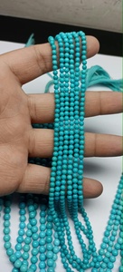 Perles rondes lisses en turquoise naturelle Sleeping Beauty d'Arizona, taille 4 mm, pierres précieuses naturelles de qualité, brin de perles en vrac pour la fabrication de bijoux - Product Image 6