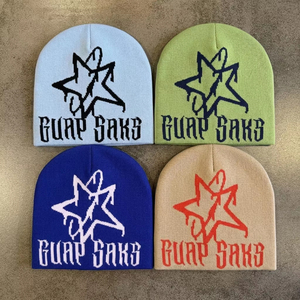 Wholesale High Quality Sublimation Beanie <b>Satin</b> <b>Lined</b> Beanie <b>Hat</b> Contrast Color America Street Beanie with Custom Logo - Product Image 5