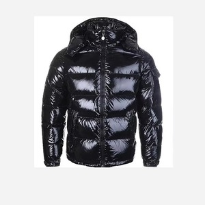 <b>Pink</b> Ombre Black Navy Custom Glossy Puffer <b>Jacket</b> Men Stand Collar Hooded Quilted Winter Coat OEM Factory Premium Streetwear - Product Image 3