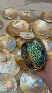 Luxury Gold/Silver Inlay Shell Dish Natural Iridescent Mother of Pearl Exquisite 8cm 10cm Fine Dining Plate Handcrafted <b>MOP</b> Tray - Product Image 3