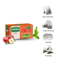 Thé biologique premium 100% en sachet, sachets de thé personnalisés aromatisés à la pomme, sachets de thé noir pour l'alimentation et les boissons, fournisseur de sachets de thé à la pomme