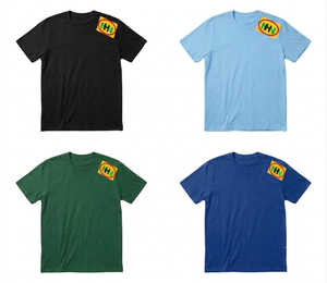 T-shirt décontracté pour homme, style rétro américain, sans col, doux, léger, 100% coton tissé, respirant, écologique, séchage rapide, grande taille, personnalisable - Product Image 3
