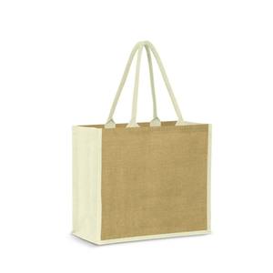 Sac de courses pliable et réutilisable en jute 100 % recyclée, écologique, biodégradable, durable, beige et marron, taille extra large, prix de gros - Product Image 1