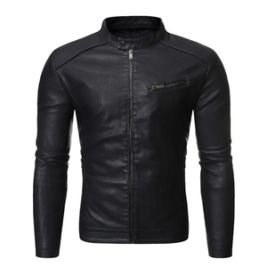 OEM Men's Black Leather Racing Style Waterproof Windproof Full Sleeve Motorcycle Riding Jacket Autumn Factory Direct - Product Image 1
