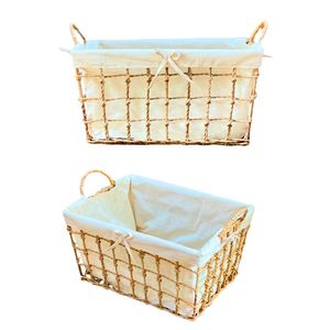 High-Quality Natural Water Hyacinth Seagrass Rattan Bamboo <b>STORAGE</b> <b>BASKET</b> with Frame and Washable Cotton Liner <b>Storage</b> Solution - Product Image 1