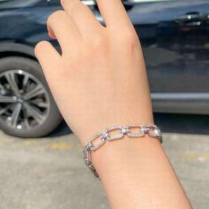 Pulsera de Cadena de Plata 925 con Baño de Rodio para Mujer, con Cristales de Imitación, Lujosa, para Uso Diario - Product Image 1