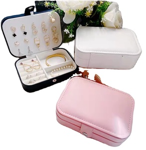 Wholesale Custom Logo Ring Earring Storage Case PU Leather Gift Jewelry Box Organizer Velvet Watch Box Glossy Lamination Foil - Product Image 1