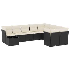 Grand ensemble de canapés de jardin modulaires en rotin PE noir, élégant et durable, mobilier d'extérieur - Product Image 2
