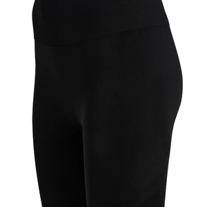 Women's <b>High</b> Waist Full Length Yoga Leggings Black Seamless With White Logo On Right Leg Heat Transfer Printing - Product Image 4