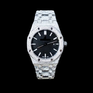 Luxury custom Fully Iced Out Diamond <b>Black</b> Dial <b>Watch</b> <b>Man's</b> Stainless Steel Numeral Wrist Moissanite Diamond Classic <b>Watch</b> - Product Image 4