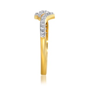 Triple <b>Wave</b> <b>Ring</b> 14K Yellow Gold Crossover Band <b>Ring</b> with Round Shape Diamond Pave Stones 0.20 CT TW Fine Jewelry - Product Image 2
